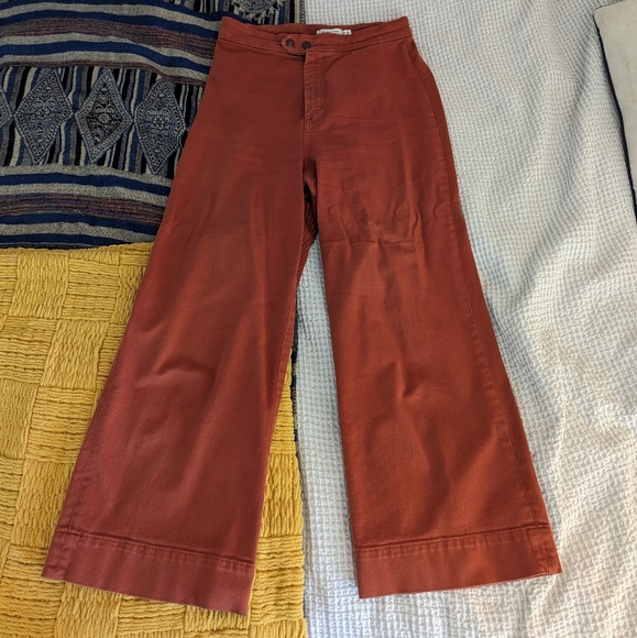 & Other Stories high rise wide leg cropped pants red orange rust - Picture 1 of 4